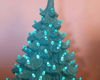 Teal ceramic Christmas tree