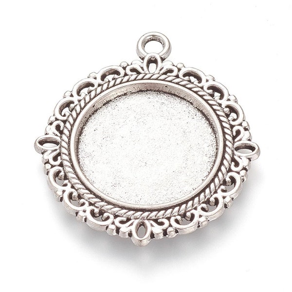 pendentifs support pour cabochon 20 mm en métal argenté ! Idéal pour la création de bijou avec cabochon , fournitures diy support apprêt