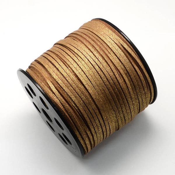 5 mètres de cordon couleur bronze clair Suédine, suéde, daim, largeur 2.7 mm