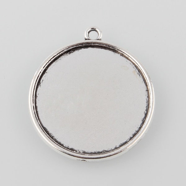 5 25mm silver metal cabochon holder pendant! Ideal for creating with cabochon