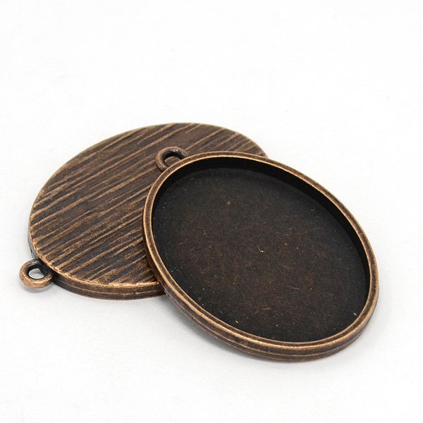 Pendentif avec support pour cabochon 40 x 30 mm en métal couleur bronze ! Idéal pour la création de sautoir collier  Apprêts flatback inage