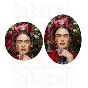 Cabochon en verre "Frida " idéal pour la création de Bijoux boucles d'oreilles bracelets porte cles diy femme célèbre woman women