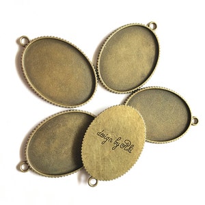 Pendentif avec support pour cabochon 40 x 30 mm en métal couleur bronze Idéal pour la création de sautoir collier Apprêts flatback inage image 4