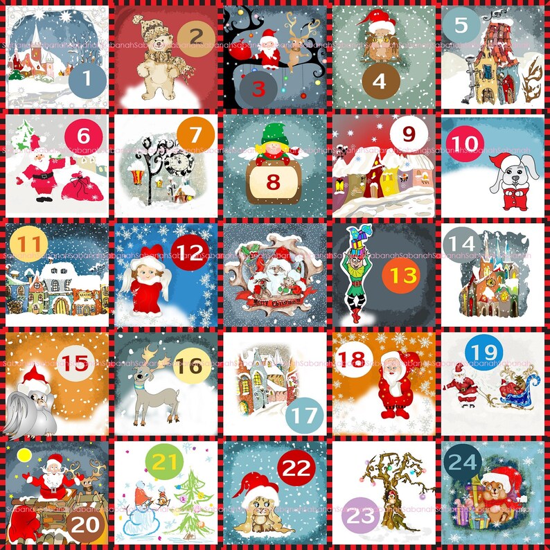 Calendrier de l'Avent Numérique. 24 Images pour créer | Etsy