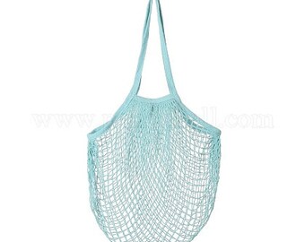 Sac filet en coton turquoise à personnaliser 35x38x1.8cm, à customiser, diy ,broderie,