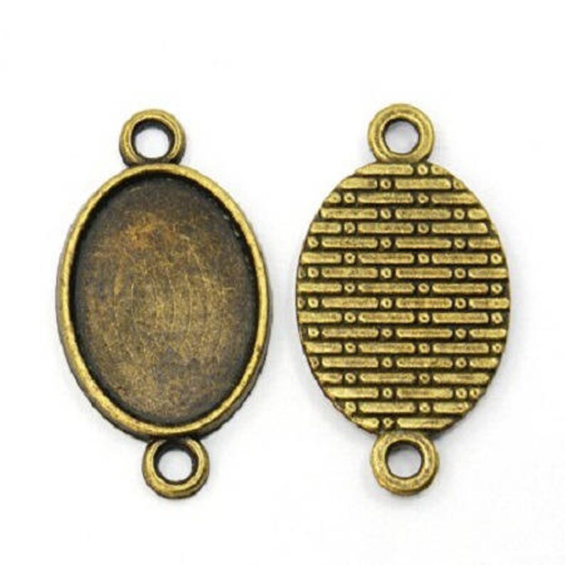 pendentif connecteurs avec support pour cabochon 13x18 mm en métal couleur bronze image 1
