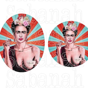 Cabochon en verre "Frida " idéal pour la création de Bijoux boucles d'oreilles bracelets porte cles diy femme célèbre woman women