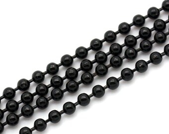 Black color, width 2 mm Bracelet, necklace, brass earrings, ball chain necklace