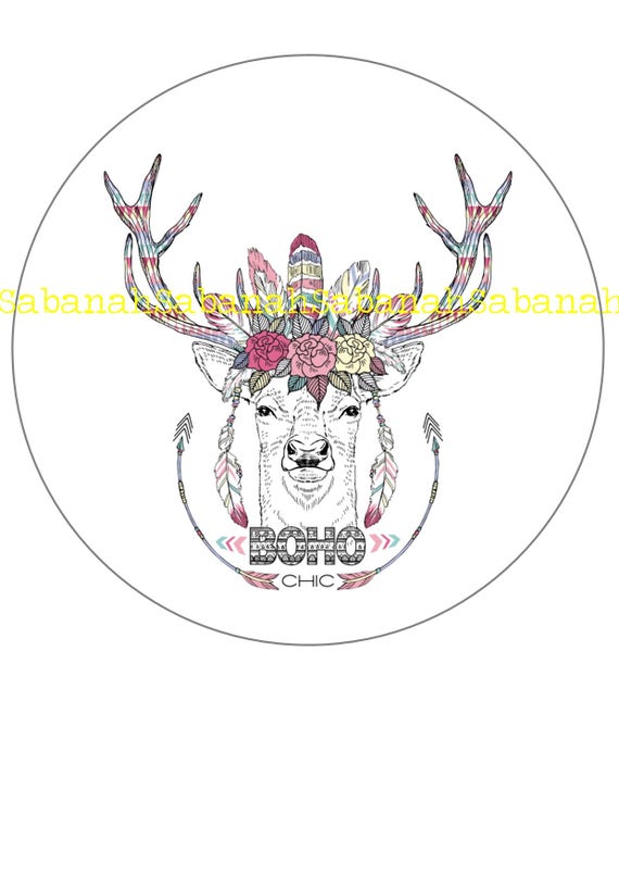 visa 9 france motif cerf imprimé Un Bois fleuris sur papier   Etsy transfert aux