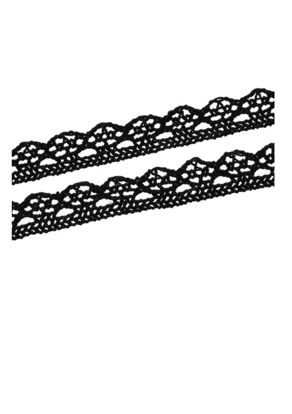 Bande Dentelle Coton 4,74m X 6cm - Noir Et Blanc - Décoration Mariage Couture Scrapbooking