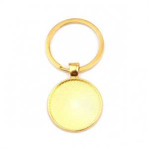 5 key ring, double ring in gold metal, with cabochon support 25 mm