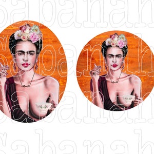 Cabochon en verre "Frida " idéal pour la création de Bijoux boucles d'oreilles bracelets porte cles diy femme célèbre woman women