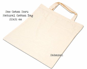 Sac , Tote bag Ecru Beige en coton, à personnaliser, customiser , diy broderie, transfert , impression ,22 x 26 cm