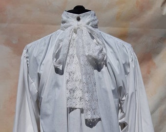 White Lace Cravat Shirt: Victorian Goth Steampunk Dandy Style
