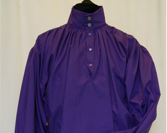 Purple Highwayman Shirt Blouse: Gothic Victorian Steampunk Vampire Unisex Androgynous Wedding