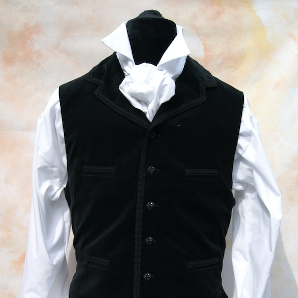 Velvet, braid trimmed waistcoat, Victorian, steampunk, goth, vampire, mans vest, gothic, cosplay, Winter doctor, Whovian, Edwardian, classic