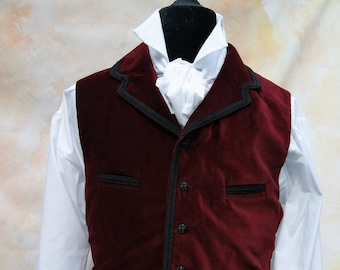 Dark Red Velvet Victorian Waistcoat: Steampunk Vampire Cosplay