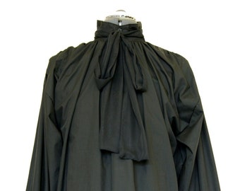 Black Gothic Cravat Shirt Blouse : Victorian Dandy Steampunk Vampire Wedding Androgynous Unisex Goth