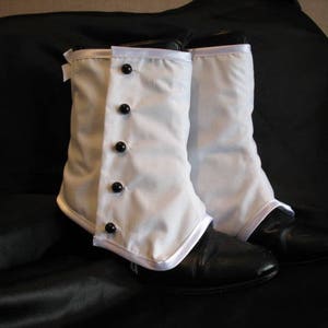 White button-up Spats, Boot Covers, Goth Steampunk Victorian Burlesque Circus Halloween Edwardian Majorette Cheer leader Highlander Gangster