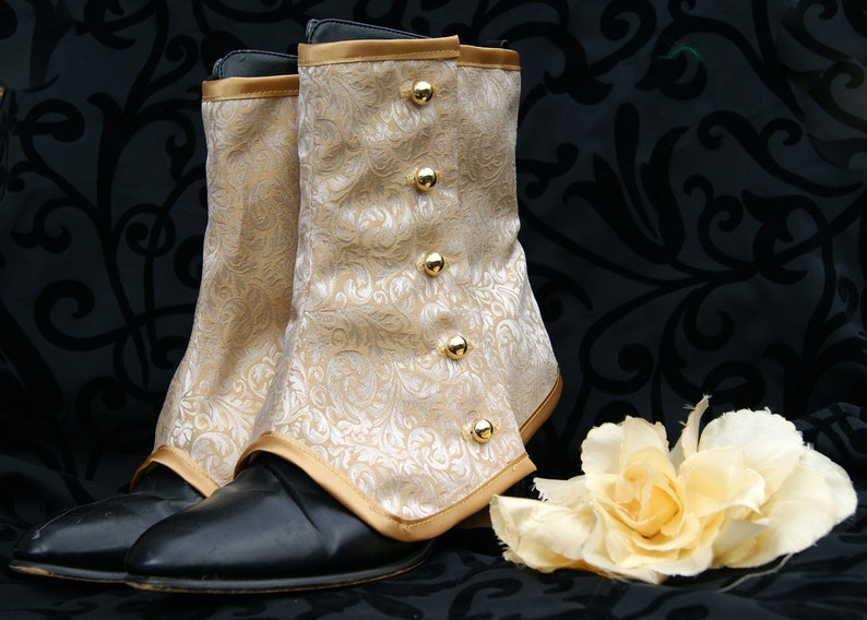 Gold Silk Brocade Wedding Bridal Spats
