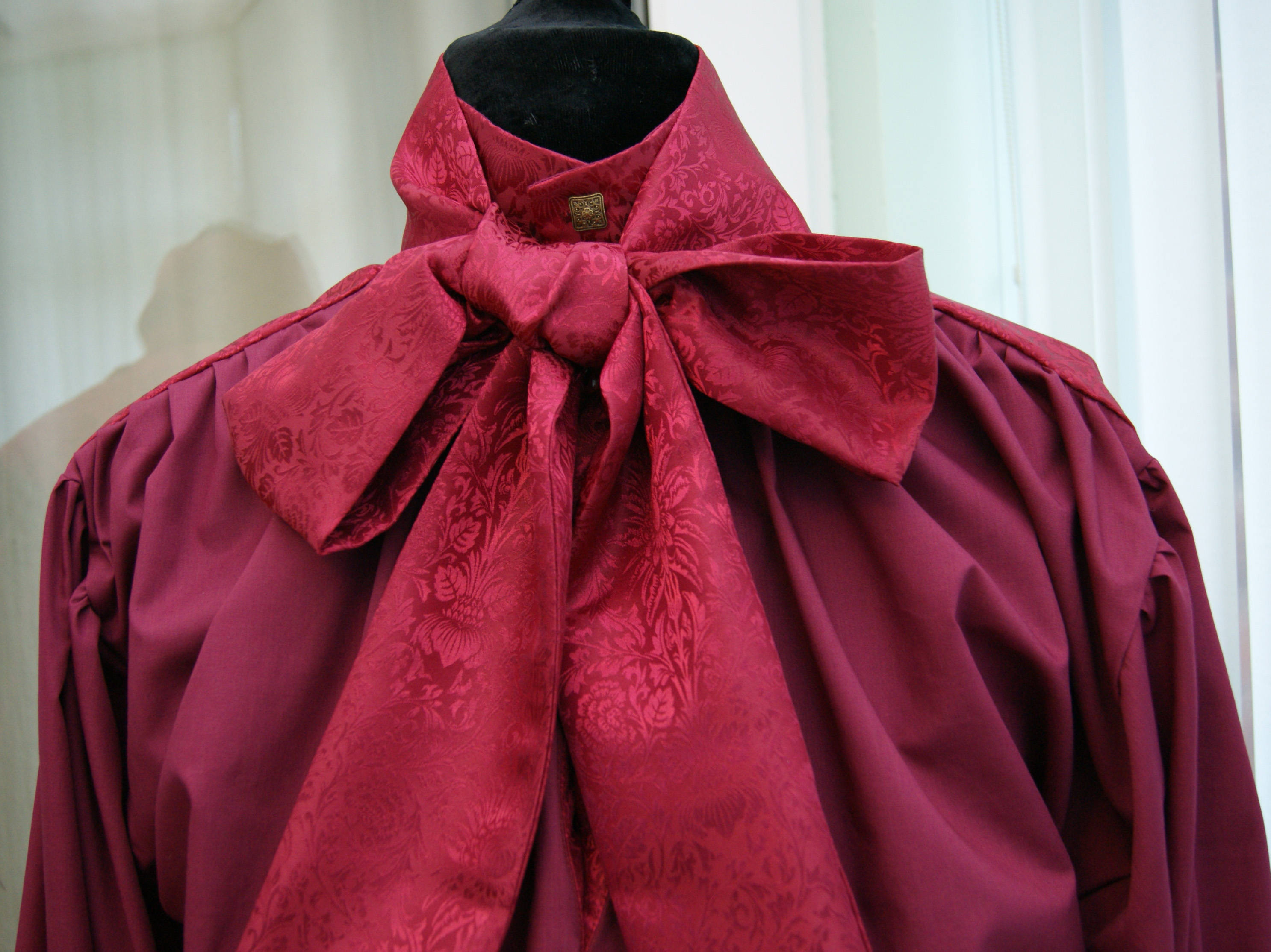 Image of Brocade Trim Cravat Shirt Goth Dandy Victorian Vampire Steampunk Byron Poldark Darcy Wedding Obsidian Clothing