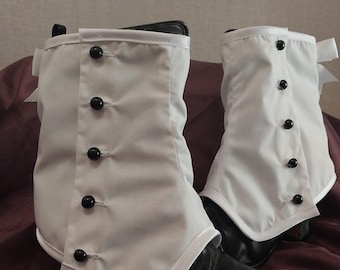 White Button-Up Spats: Steampunk, Victorian Boot Covers