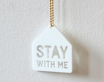 Necklace with pendant, Stay With Me, for lovers, romantic, house, white