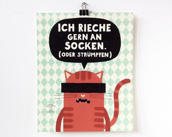 poster, illustration, print, art, german, small, socks, animal anonymous ...