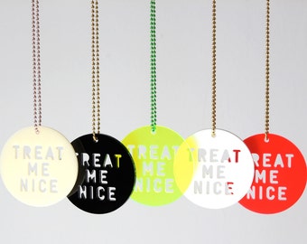 Necklace, Treat Me Nice, ivory, black, white, red