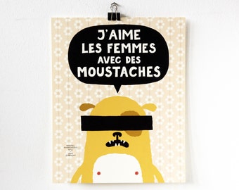 poster, illustration, french, print, art, small, moustache, animal anonymous