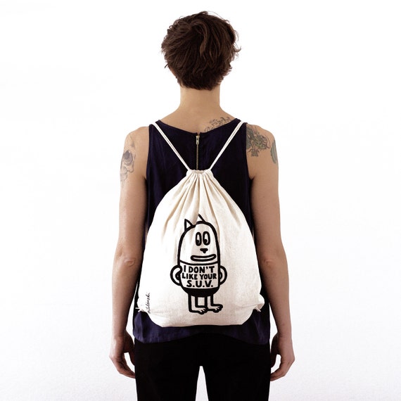 Ilustracion Bolso Mochila Serigrafiada No Me Gusta Tu S.U.V. Etsy Espana