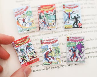 Mini Superhero Comic Books | Tiny Comics Web Hero Collection Action Graphic Novels Comic Fan Gift Miniature Shelf Decor Collector Display