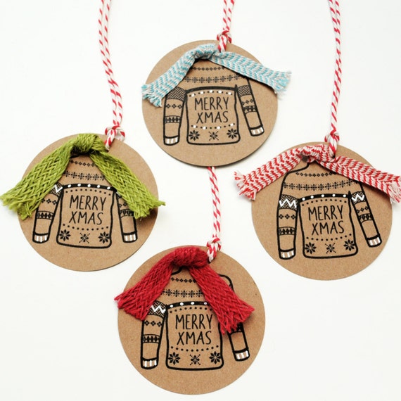 Set of Four Handmade Christmas Gift Tags Il_570xn