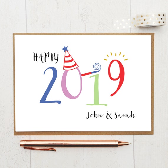 personalised happy new year 2019 card by papergravy catch my party happy new year 2019 card