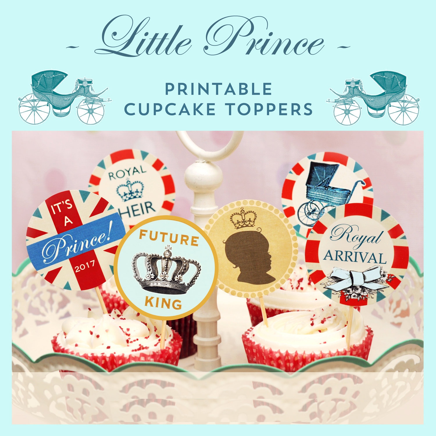 Printable Royal Baby Boy Prince Cupcake Toppers | Etsy