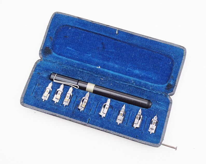 Vintage Pelikan Graphos technical drawing calligraphy pen and nib set in original case