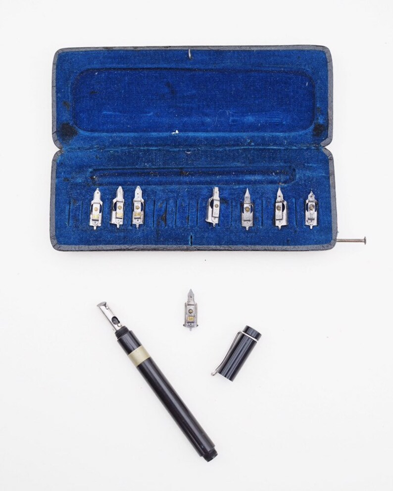 Vintage Pelikan Graphos technical drawing calligraphy pen and nib set in original case