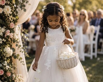 Weidenkorb für Blumenmädchen, Boho-Hochzeitsdeko, Hochzeitsaccessoires für Blumenmädchen