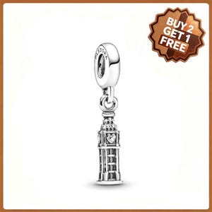 Prata pura S925, ideal para pulseira feminina Pandora europeia, pingente com berloque Big Ben.