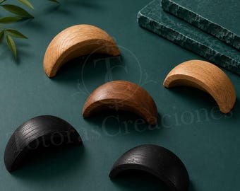 Houten kastgrepen, eikenhouten ladeknoppen, modern minimalistisch meubelbeslag voor keukenkastjes, dressoirs en kaptafels.