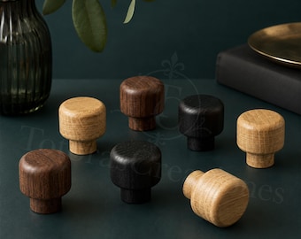 Houten kastknoppen, minimalistische Japanse ladehandgrepen, massief eikenhouten, walnoothouten en zwarte handgrepen met één gat voor dressoir, keuken en kledingkast