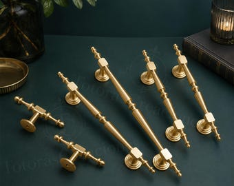 Massief messing kastgrepen en ronde knoppen, Franse moderne gouden ladehandgrepen, Scandinavisch beslag voor dressoirs, kledingkasten en keukens