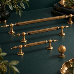 Antique Brass Cabinet Pulls, French Vintage Drawer Handles, Distressed Bronze Hardware, Rustic Wardrobe Handles, Dresser Knobs