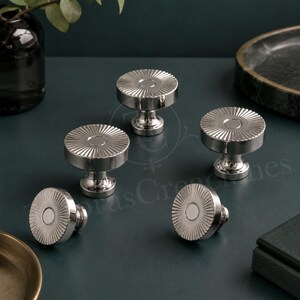 Vintage Cabinet Knobs, Sunburst Drawer Pulls, Gold Silver Single Hole Handles for Dresser Wardrobe Kitchen Cabinets