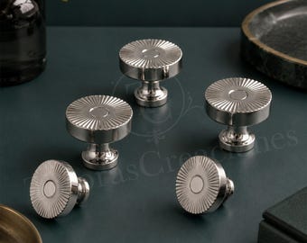 Vintage kastknoppen, ladehandgrepen met zonnestraalmotief, goudkleurige en zilverkleurige handgrepen met één gat voor dressoirs, kledingkasten en keukenkasten.
