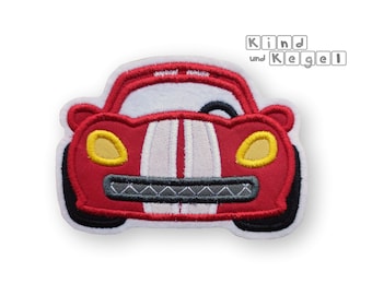 Iron-on patch racing car red 10 x 7 cm