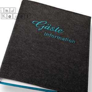 Guest information folder DIN A4 envelope washable made of artificial felt guest folder guest folder font G24