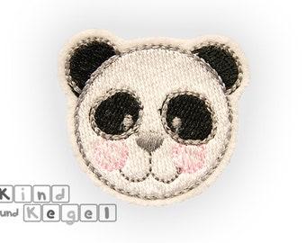 Aufnäher Aufbügler Mini Tierkopf Panda Pandakopf 4,5 x 4 cm, schwarz, weiß