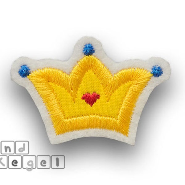 Sur Aufbügler plu petite couronne 5 x 4 cm, jaune clair tissu, rouge, bleu