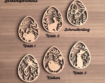 Holz, Ostern Anhänger 75mm, 6 Motive, Set oder einzeln, Laser cut